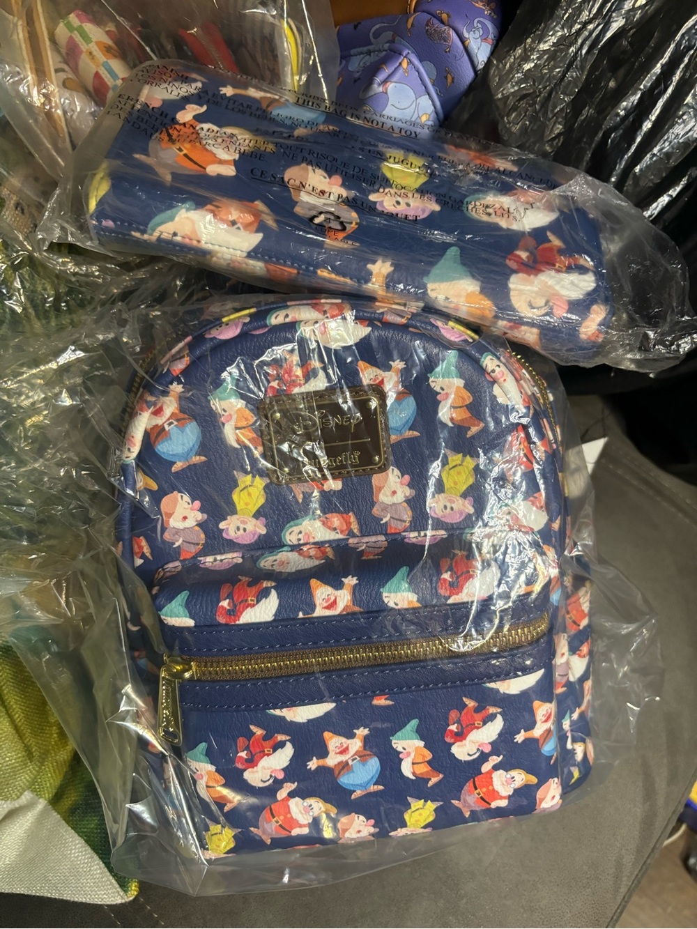 Loungefly Navy Seven Dwarfs Mini Backpack with wallet